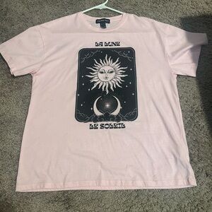 Streetwear Society Pink Short Sleeve Tee with Celestial Graphic